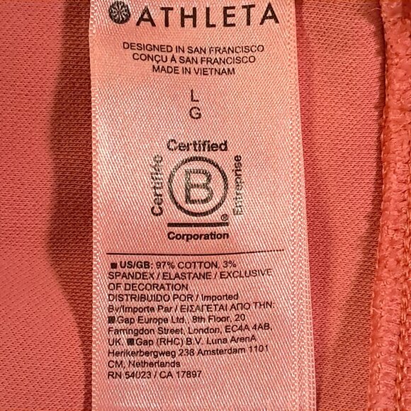 Athleta Hoodie Women L Large Peach Pullover Cotton Blend Stretch Long Sleeve - Picture 8 of 10
